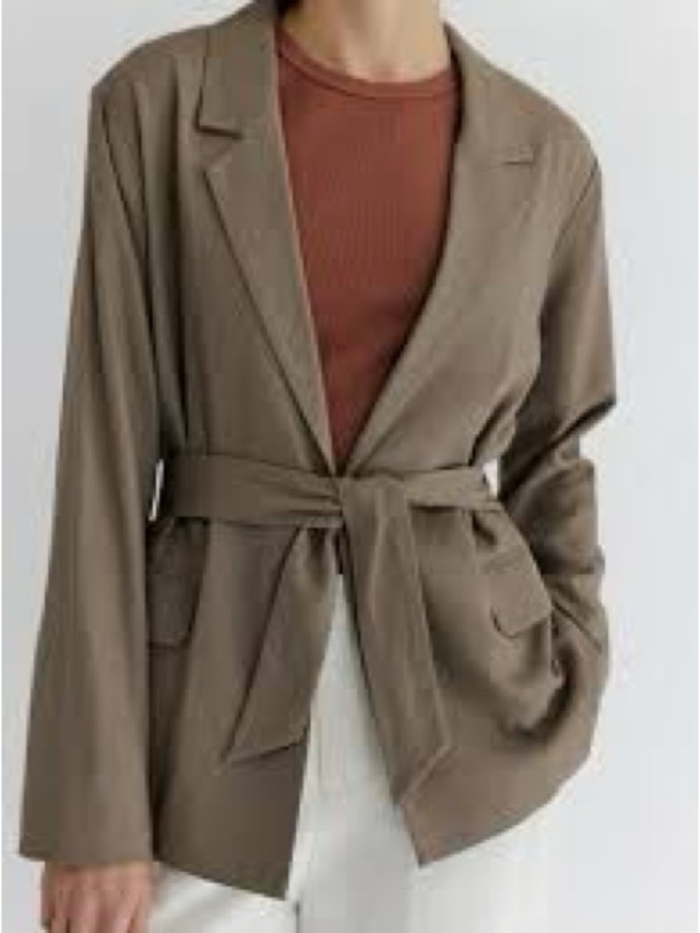 Mod Ref Taupe Belted Blazer Jacket
